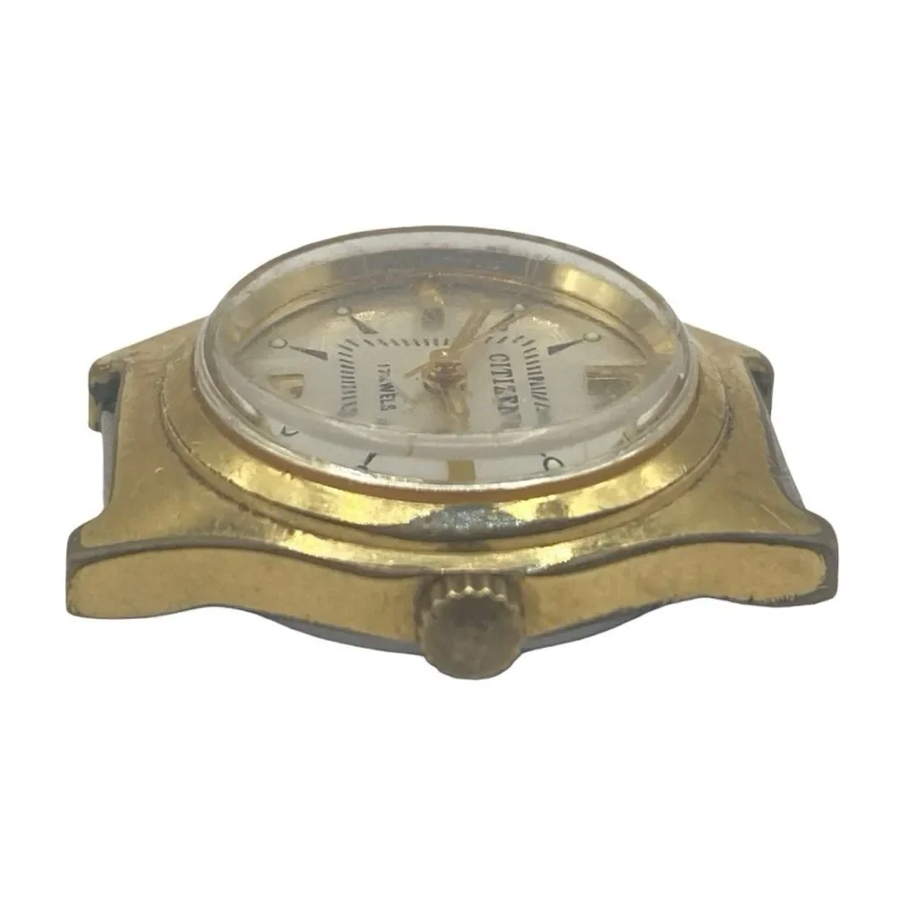 Women's Vintage Citizen Watch White Dial Gold Tone Manual Wind Runs 17J C-23A-CX
